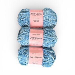 Juicy Couture Luxe Velour Yarn Heritage Blue 3 skeins - light blue